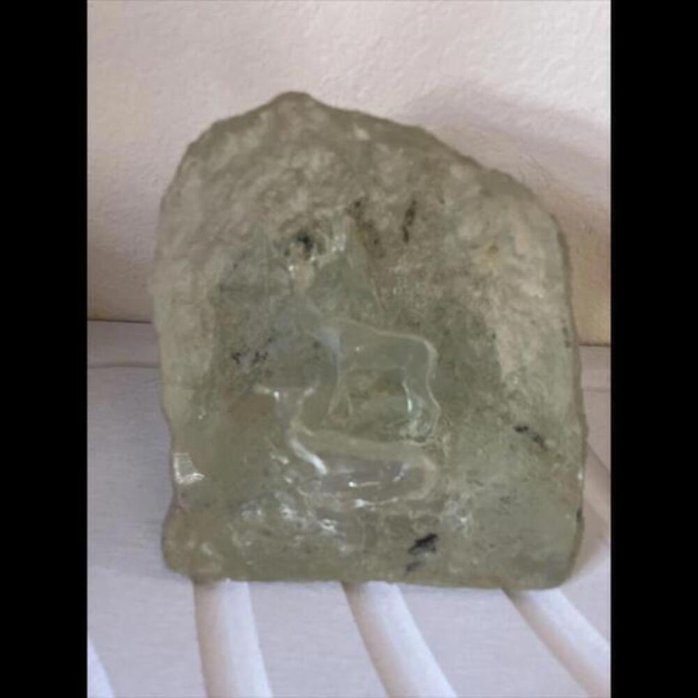 Vintage Deer Lucite Acrylic faux crystal quartz rock paperweight decor 6”